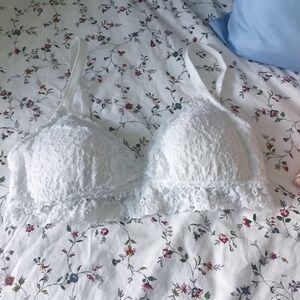 Aerie White Lace Bralette, Size L