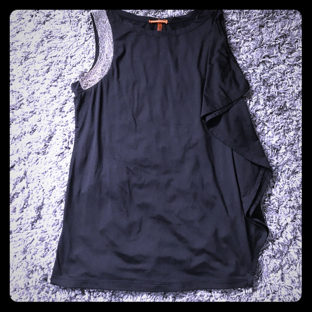 Black And Silver One Sleeved Top