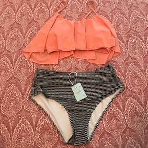 NWT Cupshe Seaside Gale High- waisted Bikini Set