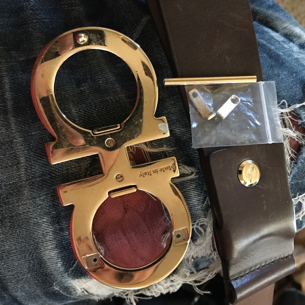 Ferragamo big buckle belt.