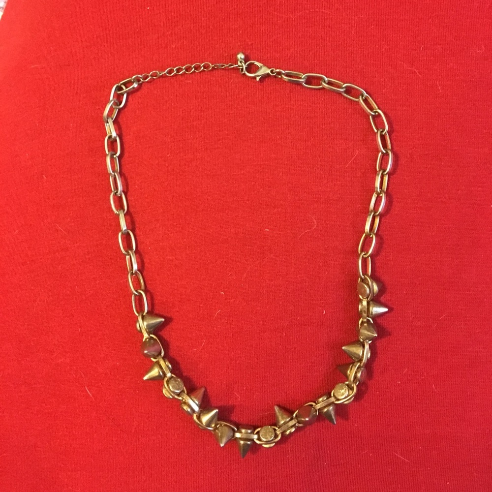 Gold punk spike necklace