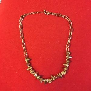 Gold punk spike necklace