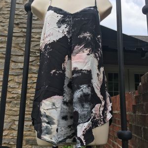 Black Flowy Tank Top with Splatter Print