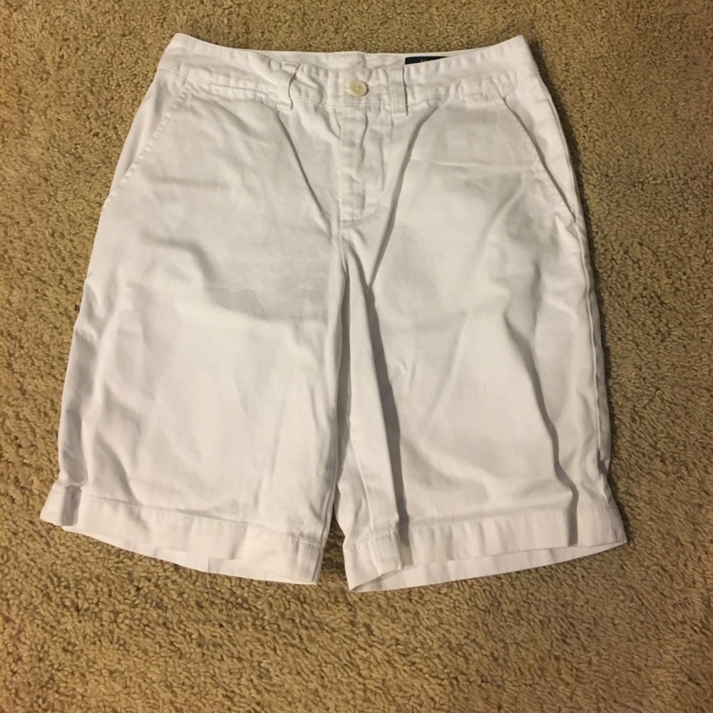 Sz 10 Polo boys flat front shorts - white