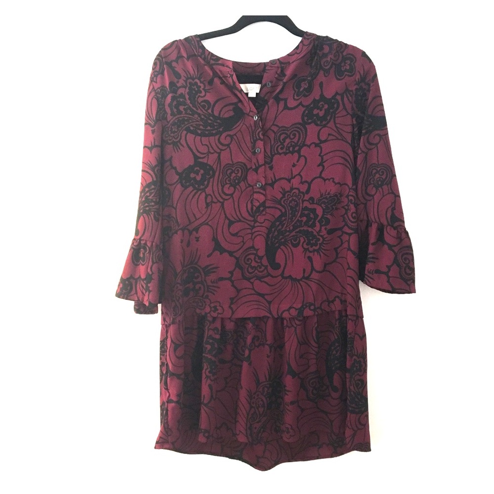 The Loft Cranberry Paisley Dress