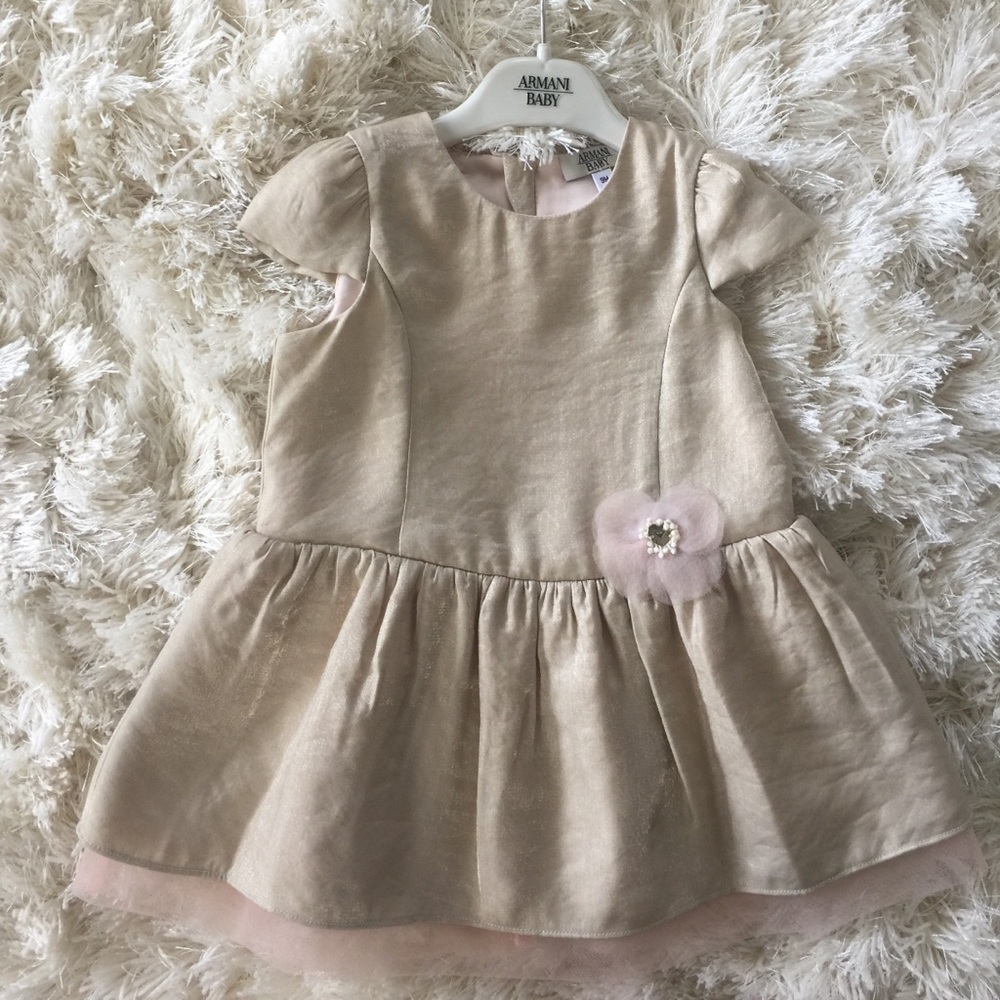 NWT ! Armani Gold Baby Dress 9 mo.