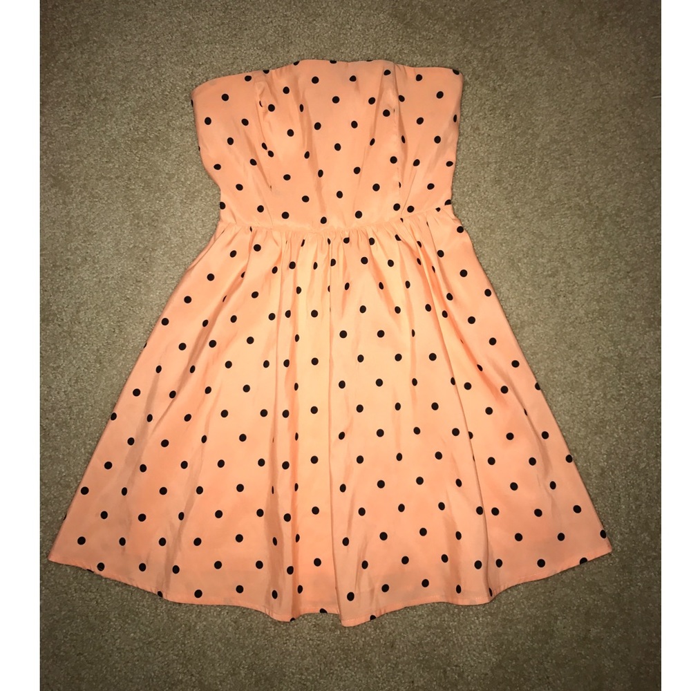 Orange&Black Polka Dot Strapless F21 Dress