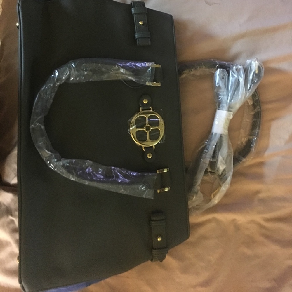 IMAN satchel with plaid sides. Organization-NEW