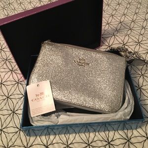 NWT Glittery Coach Clutch/Wristlet