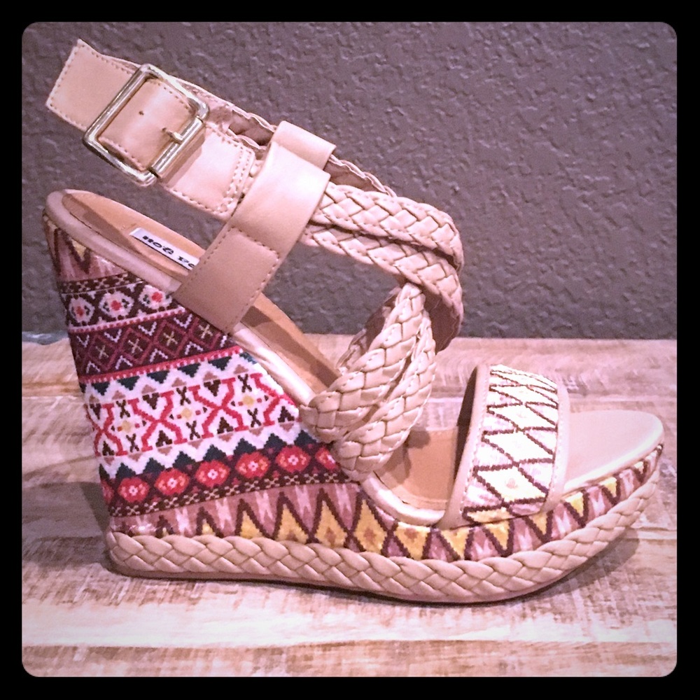 Monaco Aztec wedge sandal.