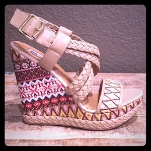 Monaco Aztec wedge sandal.