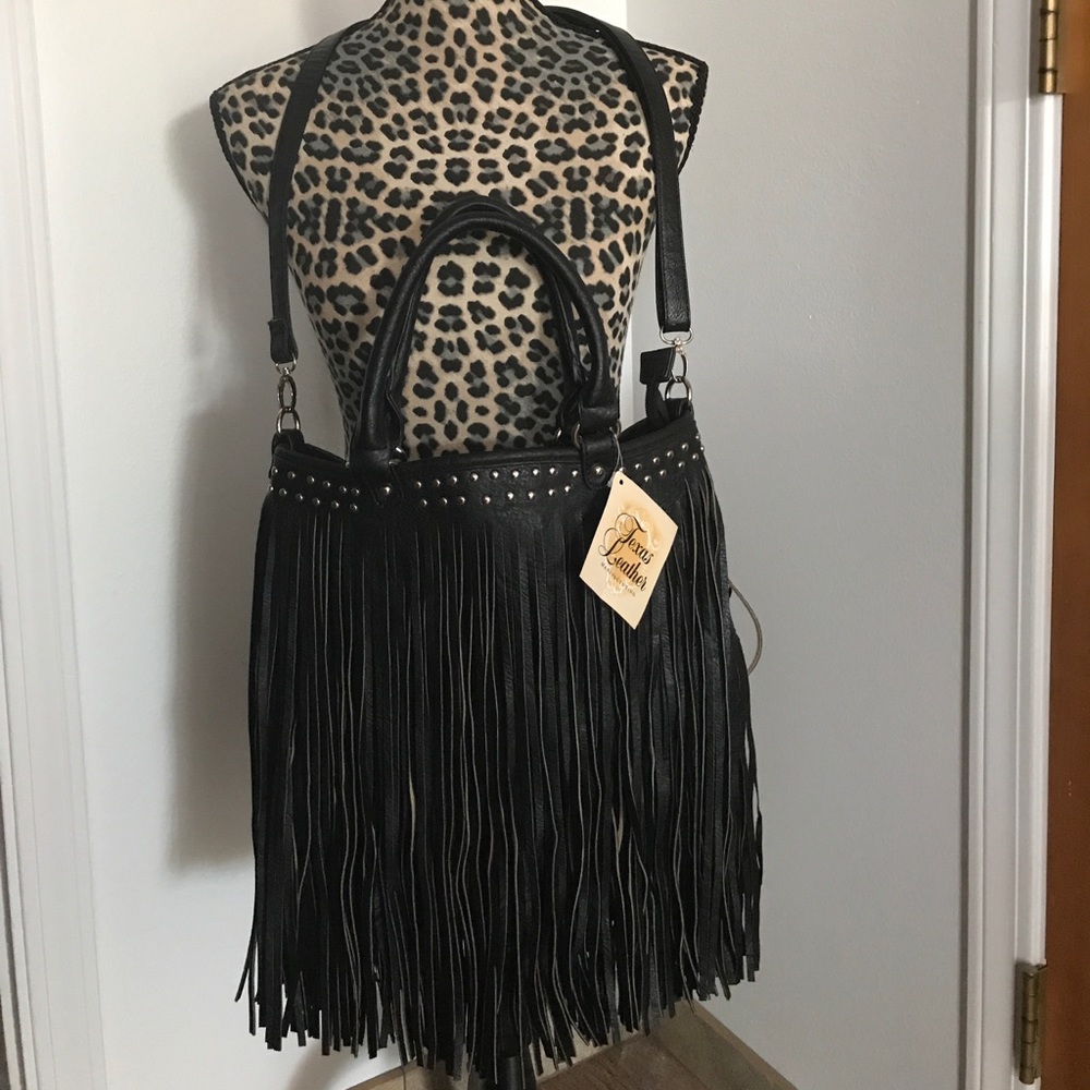 Fringed black purse