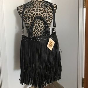 Fringed black purse