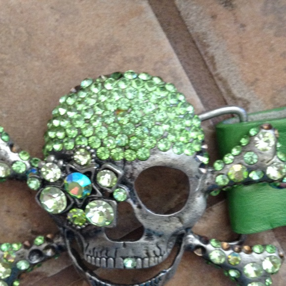 RHINESTONE SKULL BUCKLE BELTS A LOT OF FIVE M/L/Xl - Picture 5 of 6