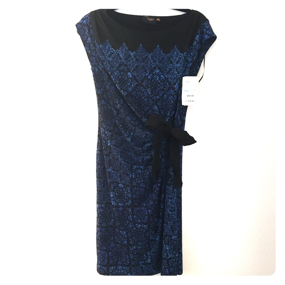 Just... Taylor black Dress with Blue Pattern, 6