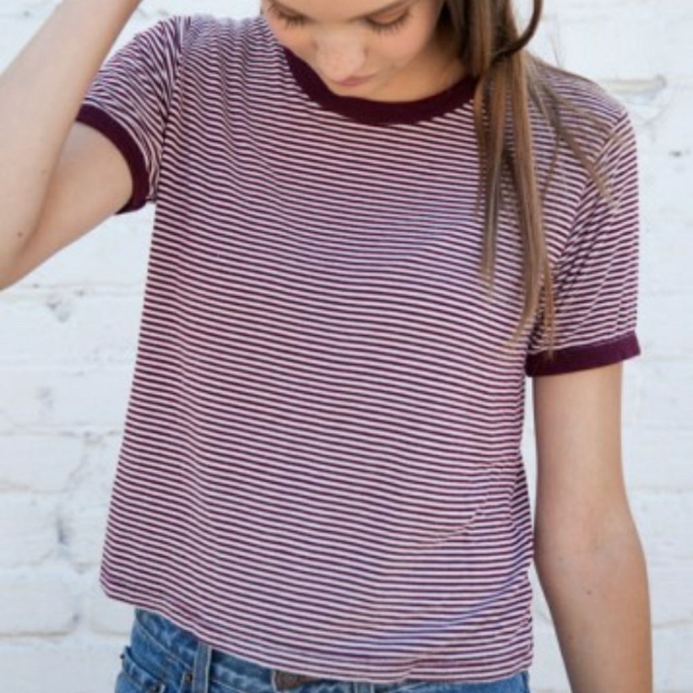 Brandy Melville maroon striped tee!!
