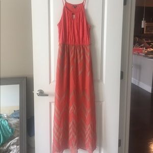 Coral chevron maxi dress