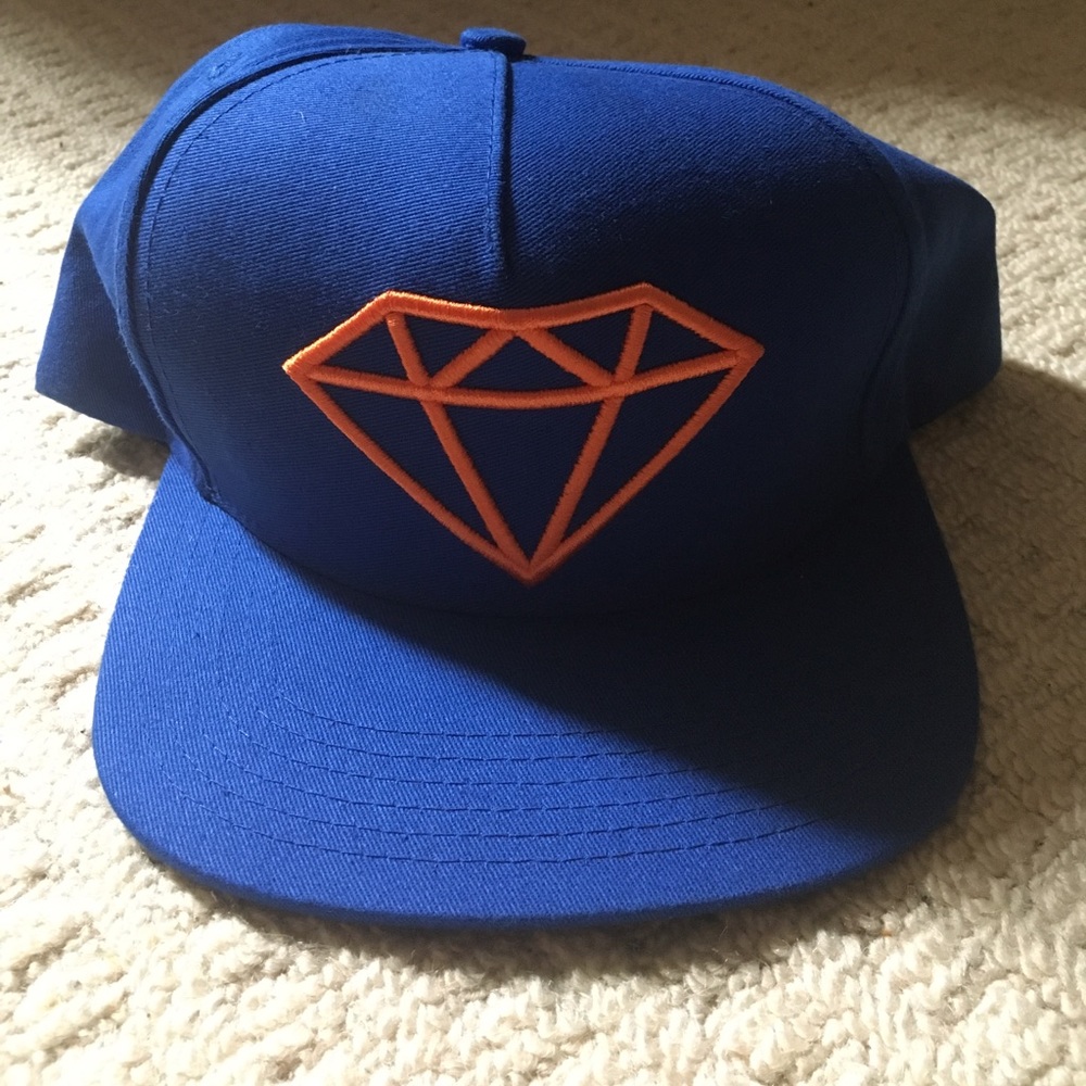 Blue and orange diamond hat