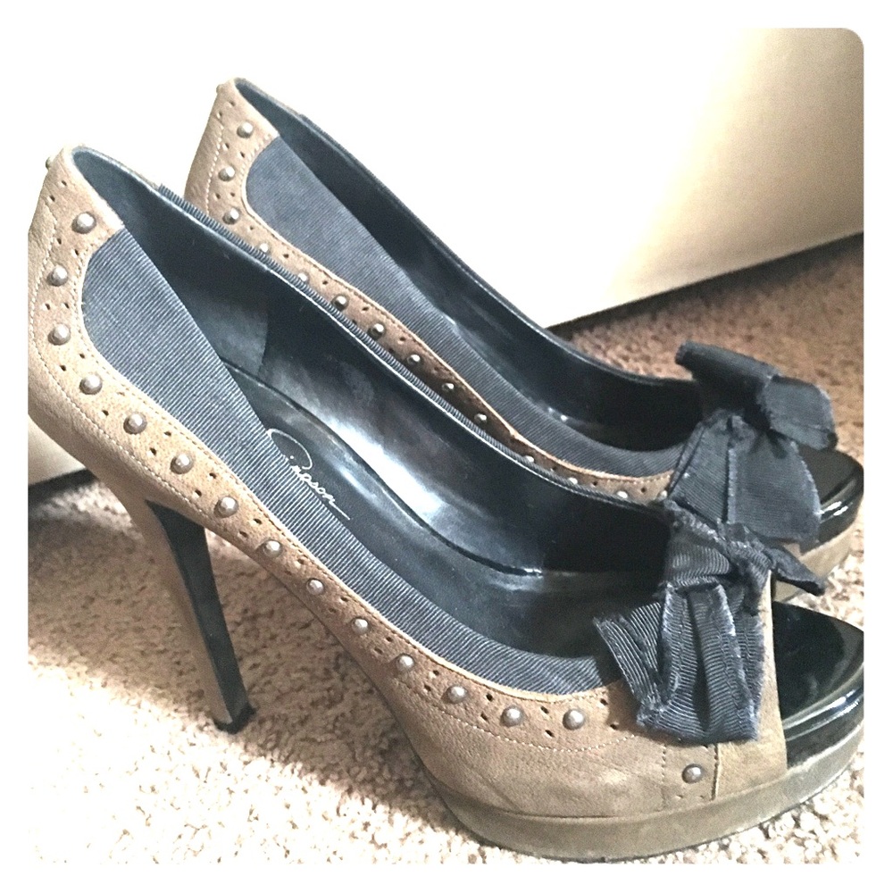 Jessica Simpson peep-toe studded heels