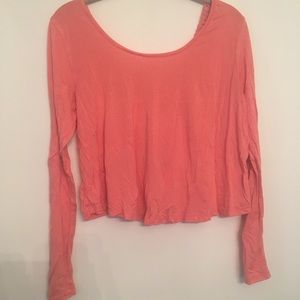 Peach long sleeve crop top