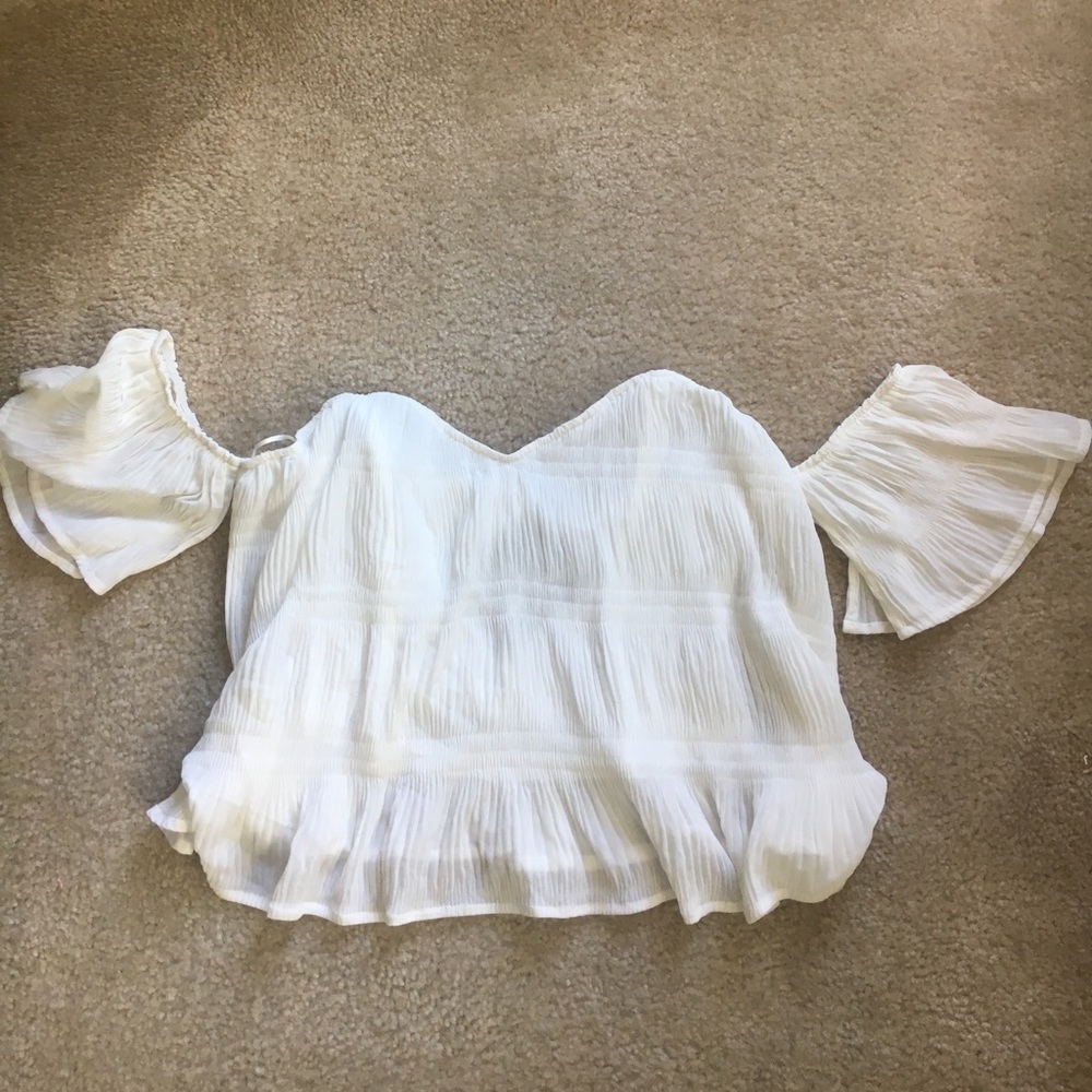 BNWT, gauzy, white, off-the-shoulder, crop top!