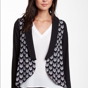 Black Patterned Blazer with Keyhole Back