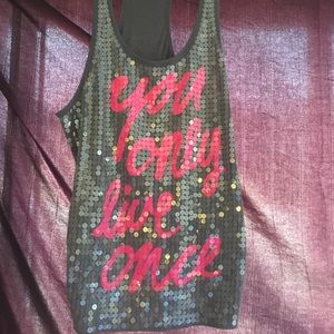 Victoria Secret Sequin Tank "You Only Live Once"