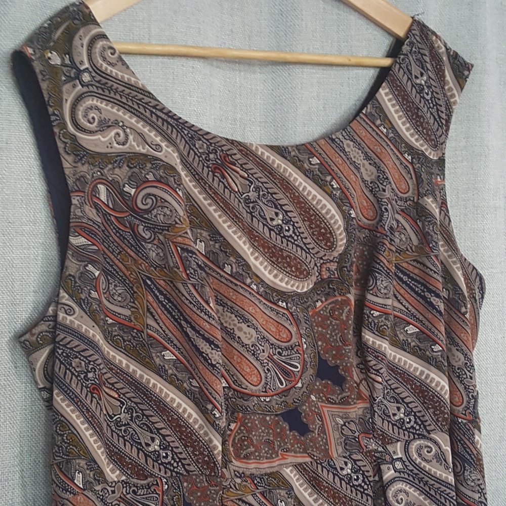 Yellow Star Paisley Pleated Vintage Style Dress