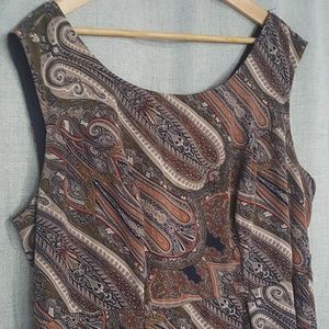 Yellow Star Paisley Pleated Vintage Style Dress