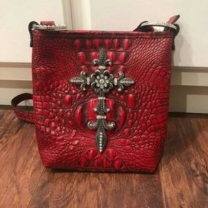 RAVIANI Red Alligator Print Purse