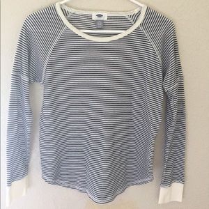 Old navy waffle knit kid's top--navy/white stripes