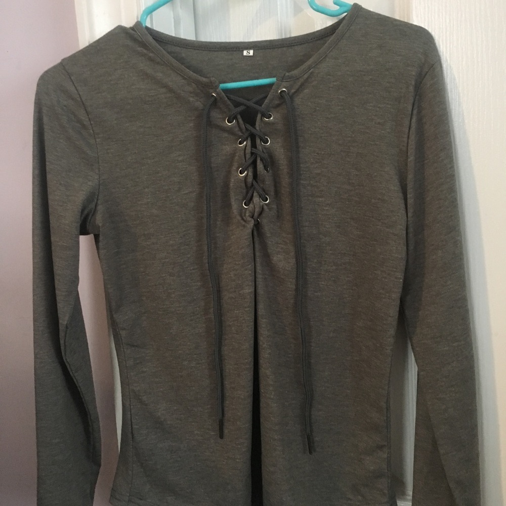 Lace up long sleeve shirt