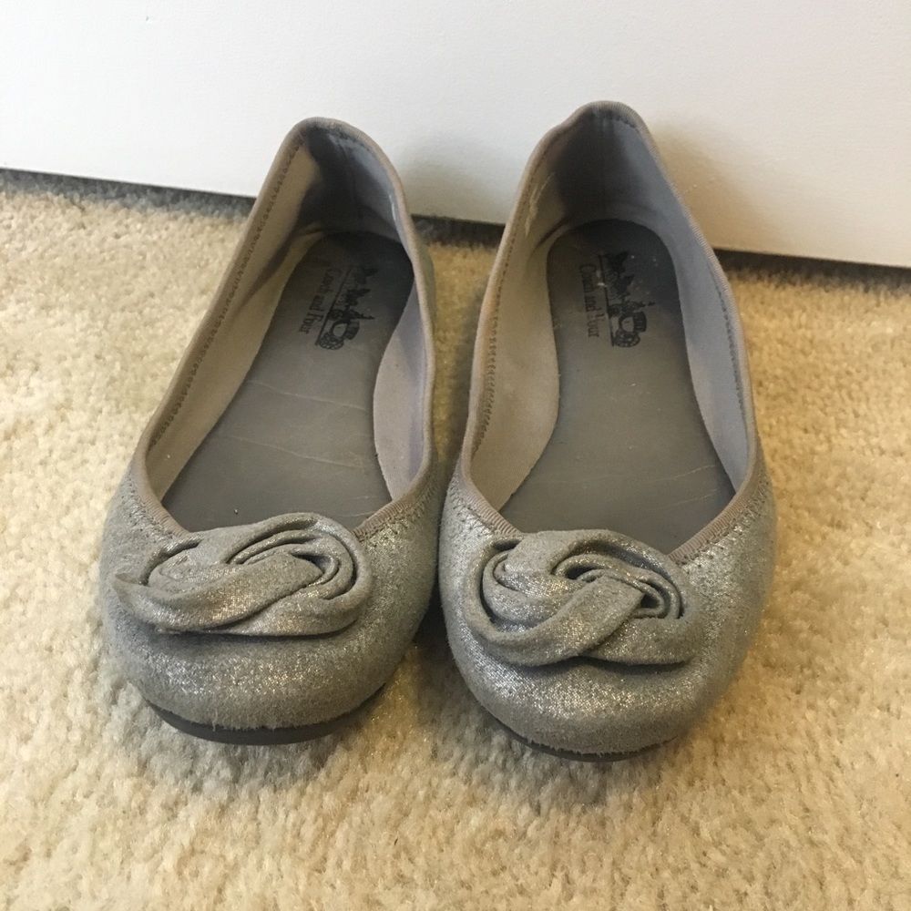 Silver ballet flats