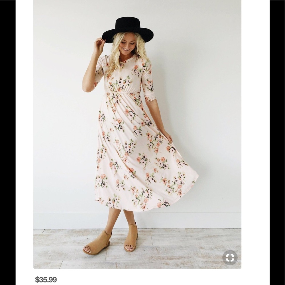NWT! Light pink floral maxi dress by Roolee size m