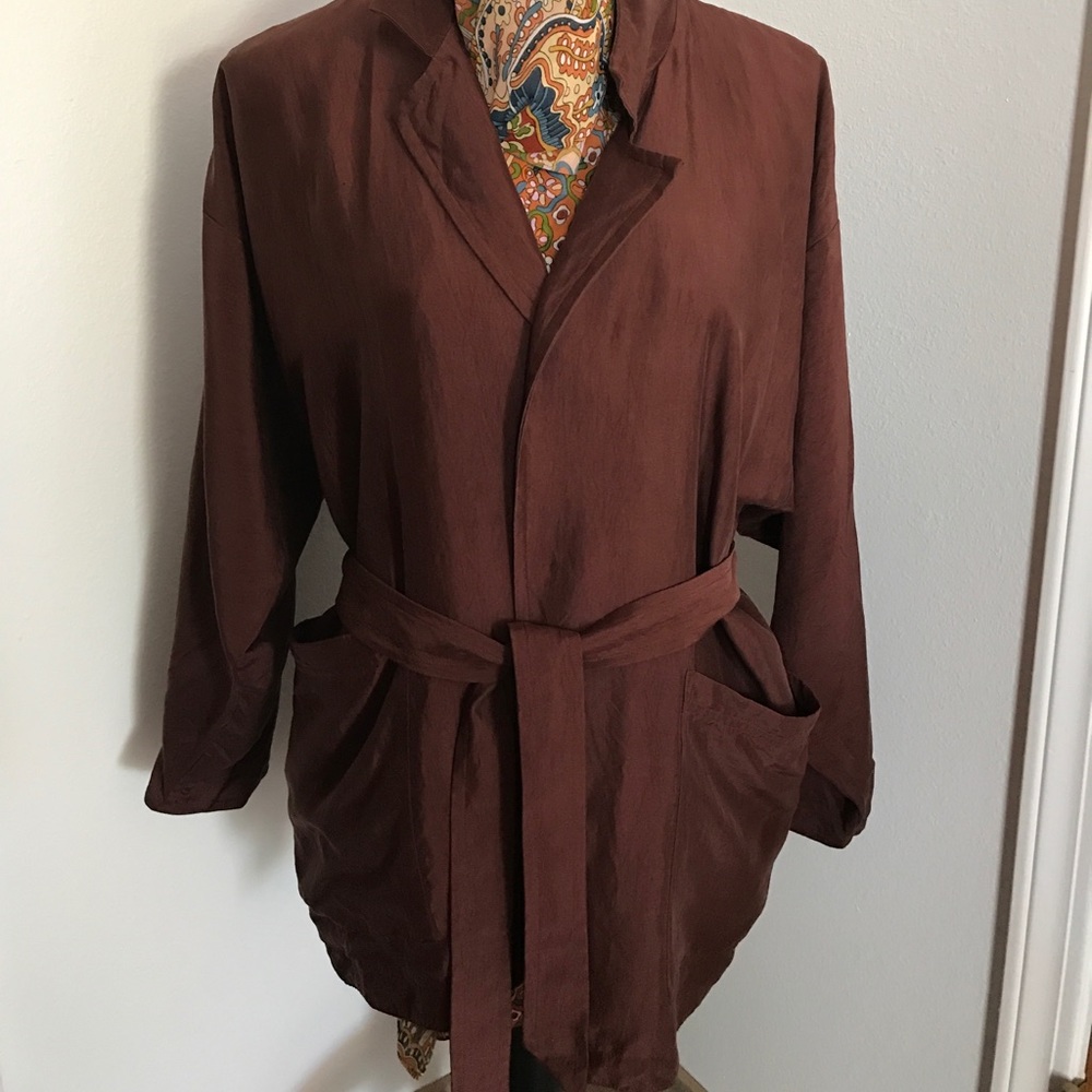 Eileen Fisher Rust Silk tie jacket with pockets