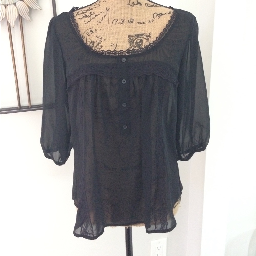 4/$16 Black sheer babydoll top