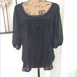 4/$16 Black sheer babydoll top