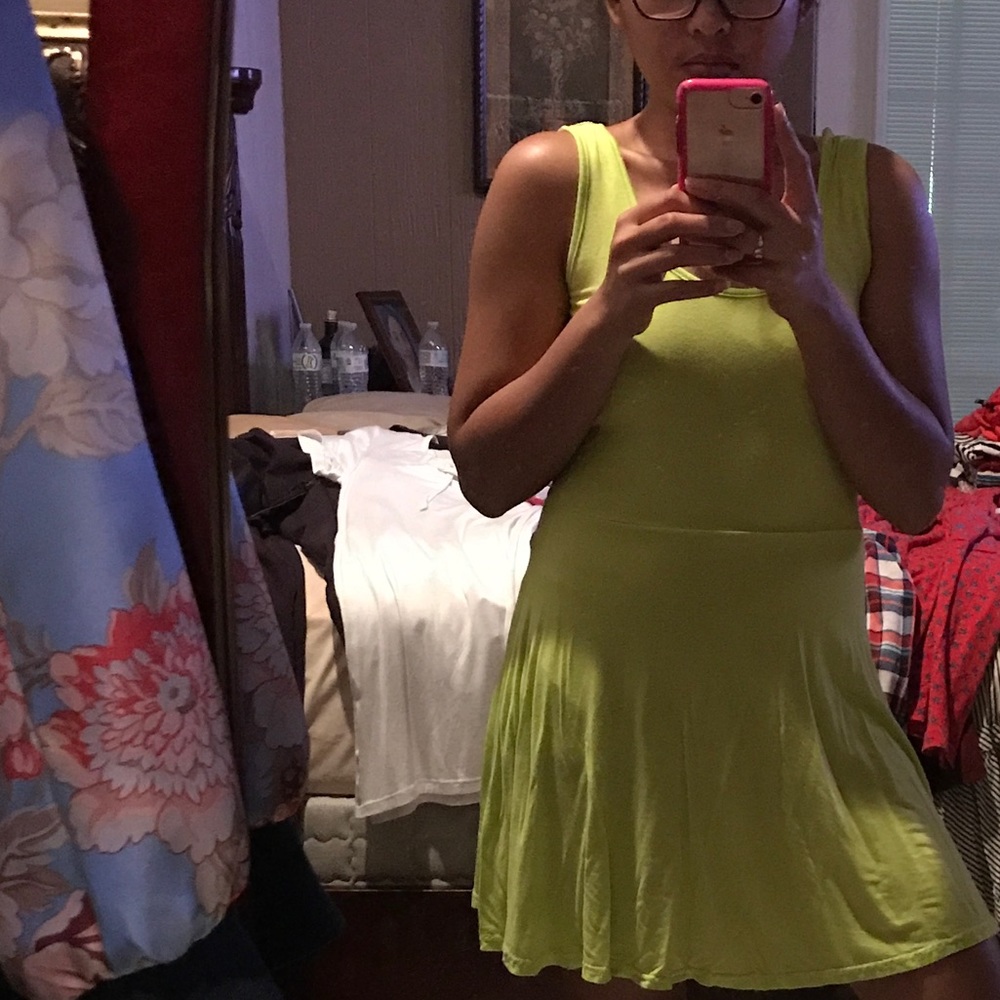 Bright green dress