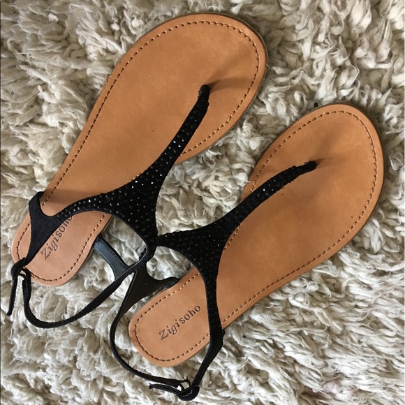 ZigiSoho Black Sequin Gladiator Sandals - Picture 1 of 3