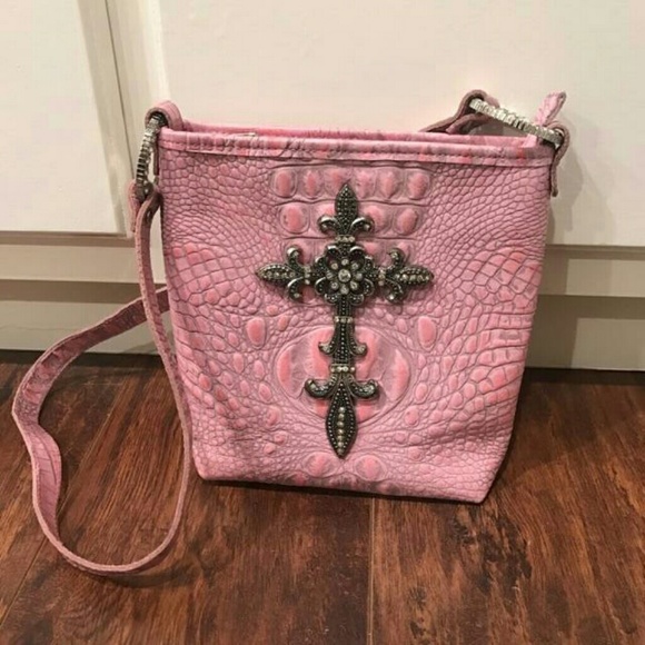 RAVIANI Pink Alligator Print Purse - Picture 1 of 4