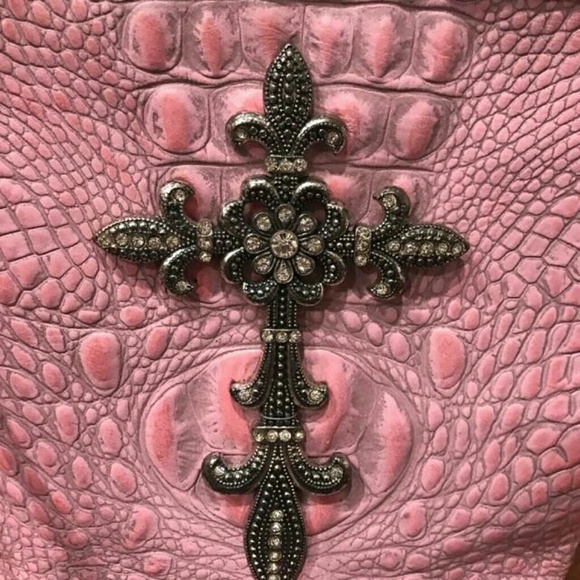 RAVIANI Pink Alligator Print Purse - Picture 2 of 4