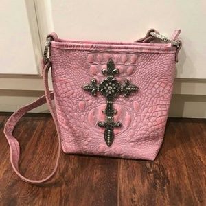 RAVIANI Pink Alligator Print Purse