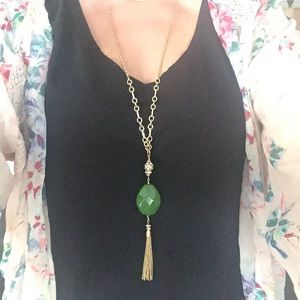 Gold/Green Lilly Pulitzer Tassel Necklace