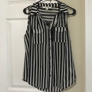 Sheer black and white tank blouse