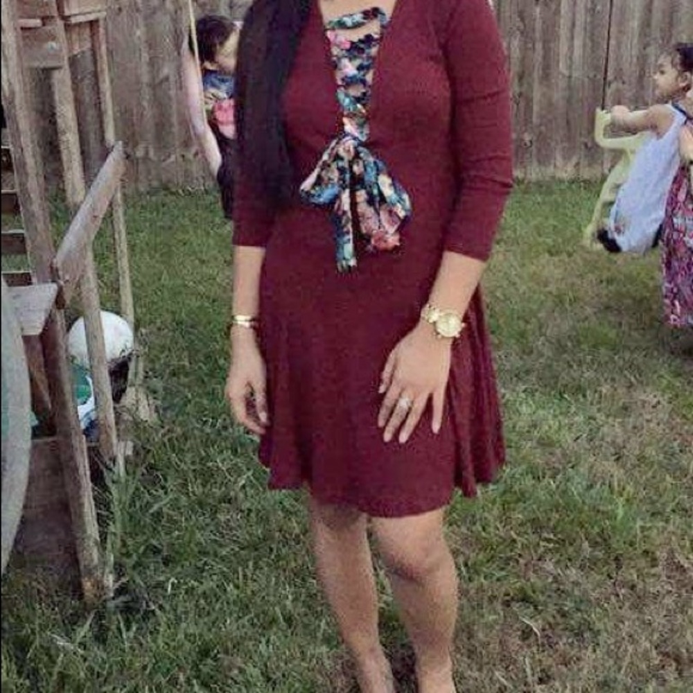 Marsala laced up dress