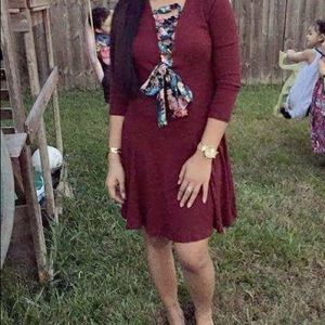 Marsala laced up dress