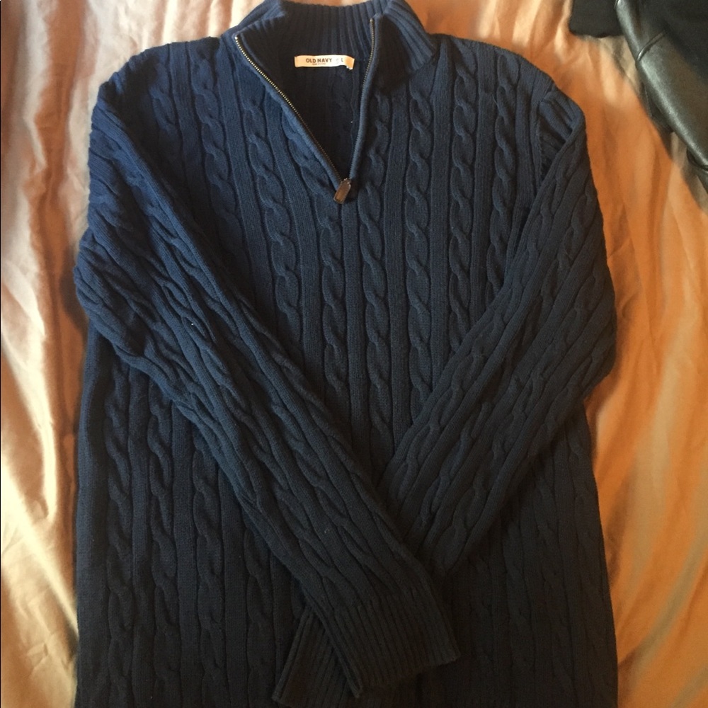 Cable knit quarter zip pullover