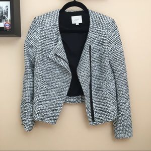 White & Black Moto Blazer Jacket