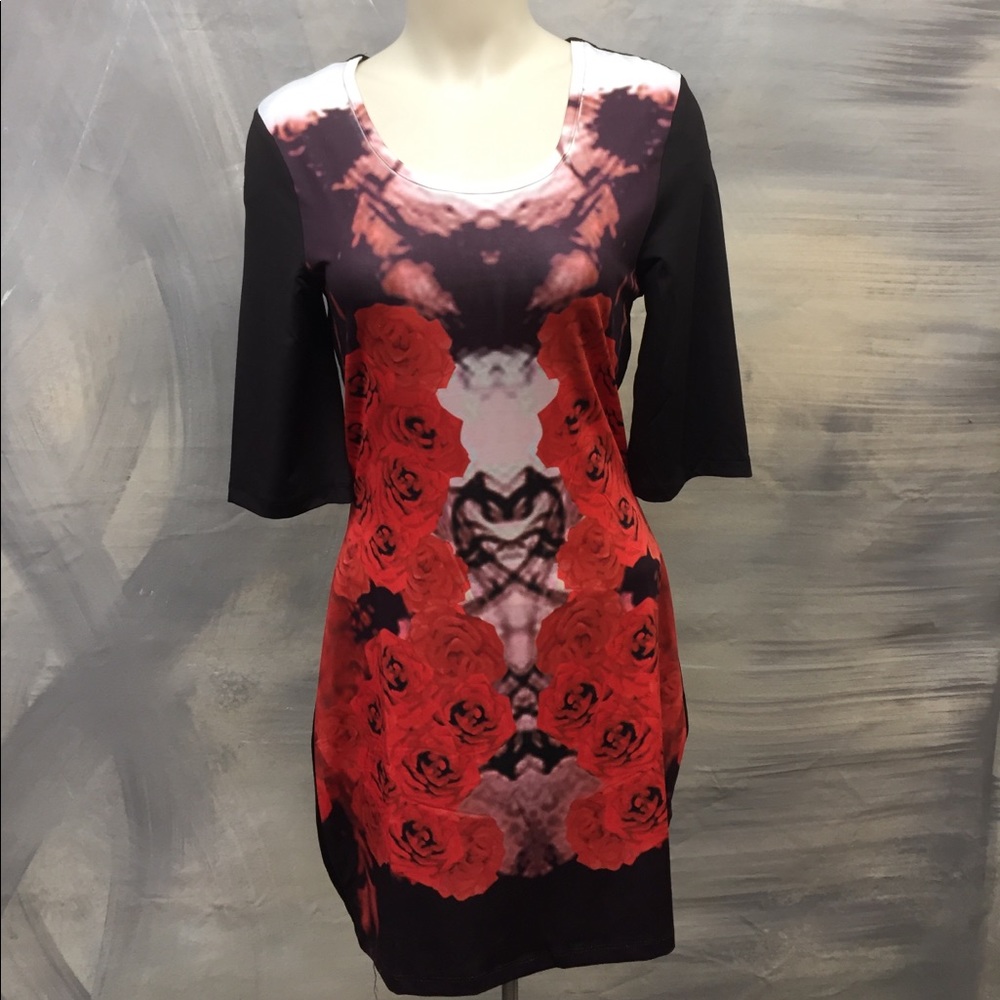 Black and Red Dress with Floral Pattern