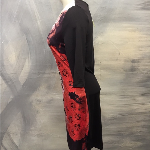 Black and Red Dress with Floral Pattern - Picture 2 of 3